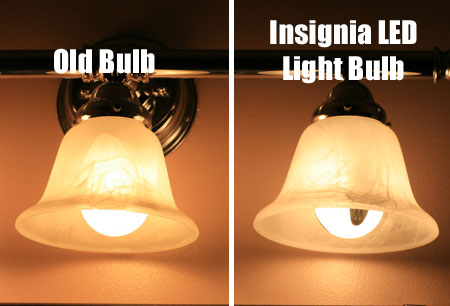 Old Bulb vs. Insignia LED Light Bulb