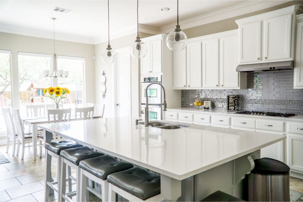 Bright Kitchen with a Stone Countertop