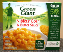 Green Giant Frozen Corn Box