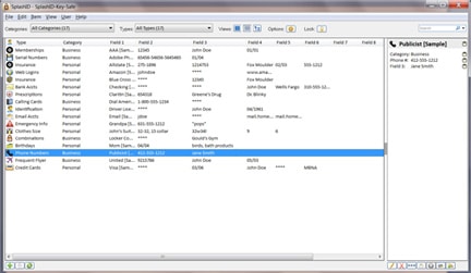 SplashID Account List