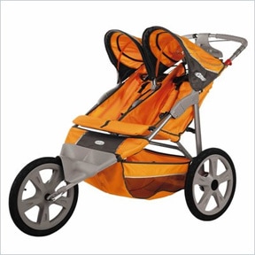 InSTEP Flash Fixed Wheel Jogger Double Stroller in Orange/Gray