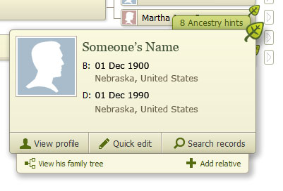 Ancestry.com hint