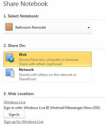 Microsoft OneNote Web Share
