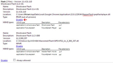 Disable Flash Plugin