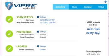 VIPRE Antivirus Dashboard