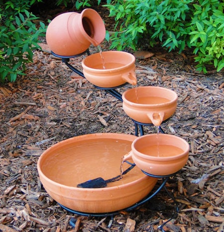 Terracotta Cascade Solar Fountain