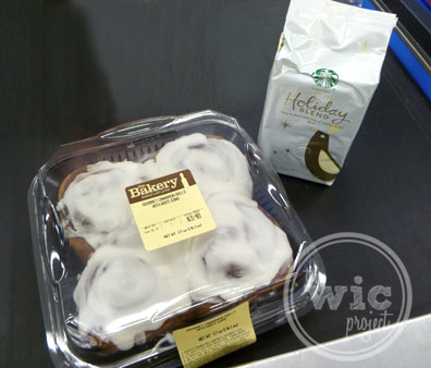 The Bakery at Walmart Cinnamon Rolls and Starbucks Holiday Blend Coffee