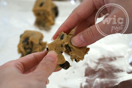 Tear the cookie dough apart.