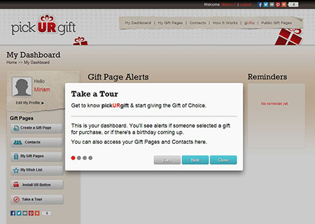 PickURGift.com Dashboard Tour