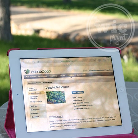 HomeZada Vegetable Garden Project