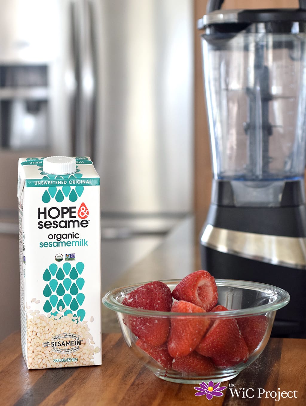 Hope & Sesame organic sesame milk and strawberries Strawberry Banana Sesame Milk Smoothie Recipe