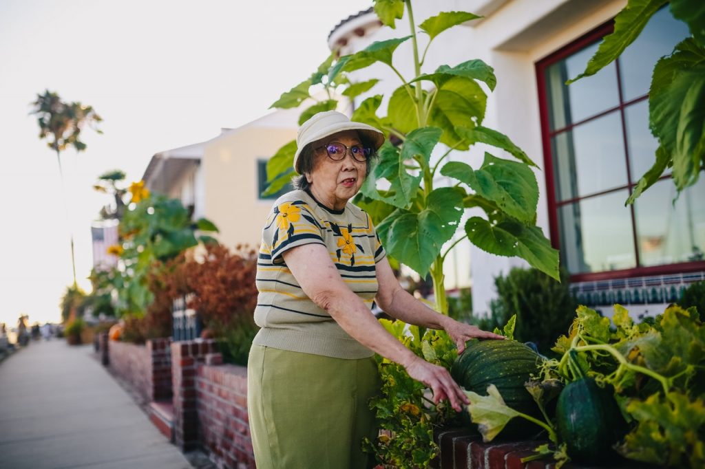 Grandmother in the garden