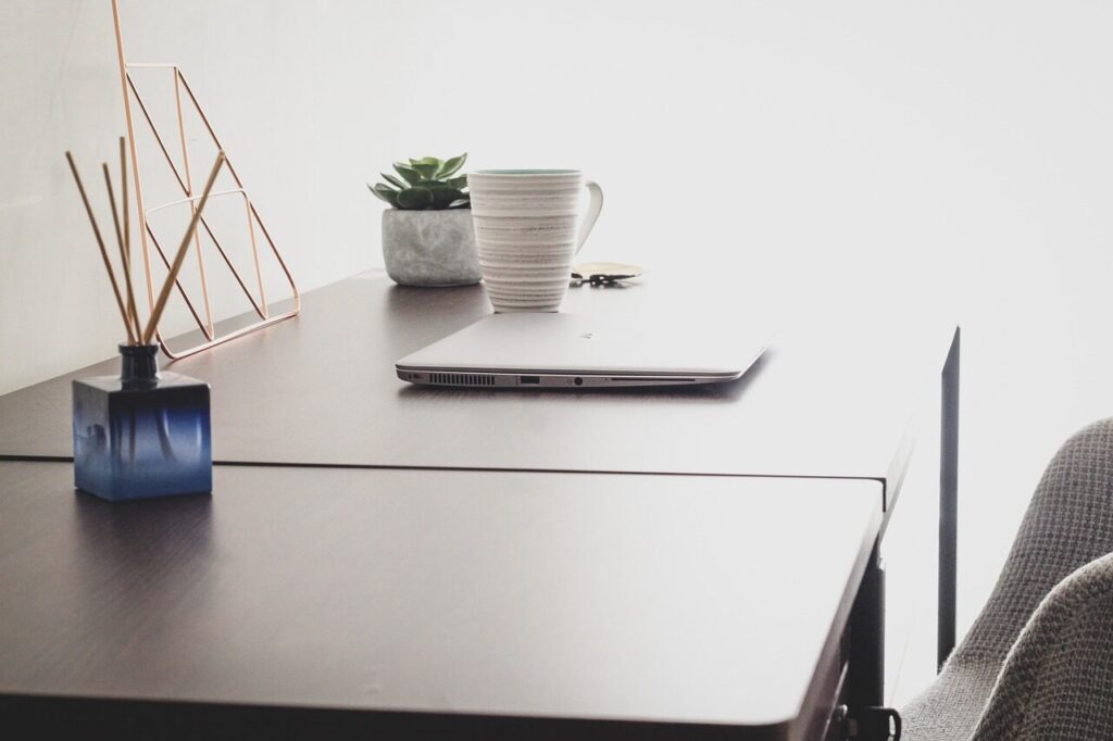 workspace, workplace, scent diffuser, decor, decoration, home office, office, desk, laptop, table, work at home, wfh, work from home, room, home office, home office, home office, home office, home office, wfh