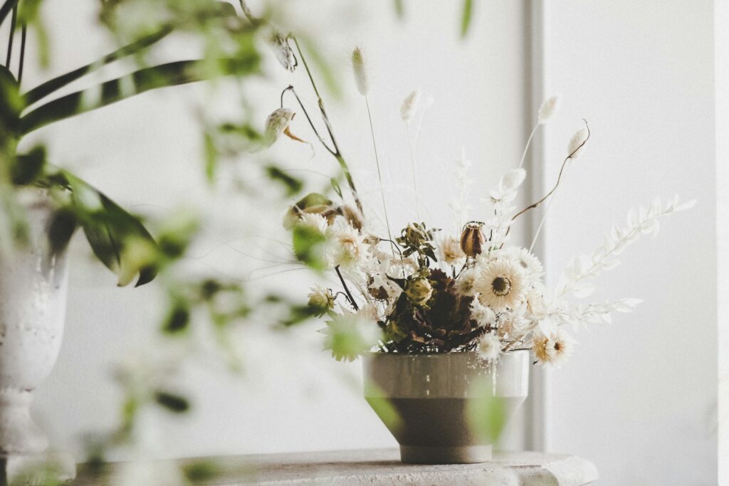 a vase with flowers